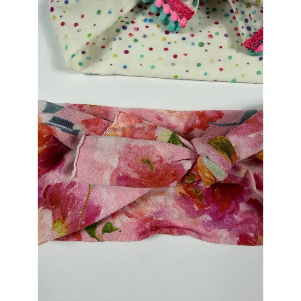 Baby Bling Knot Bow Headband Bundle Set of 2 Floral Confetti